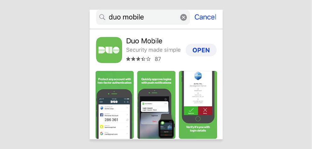 duo mobile app setup